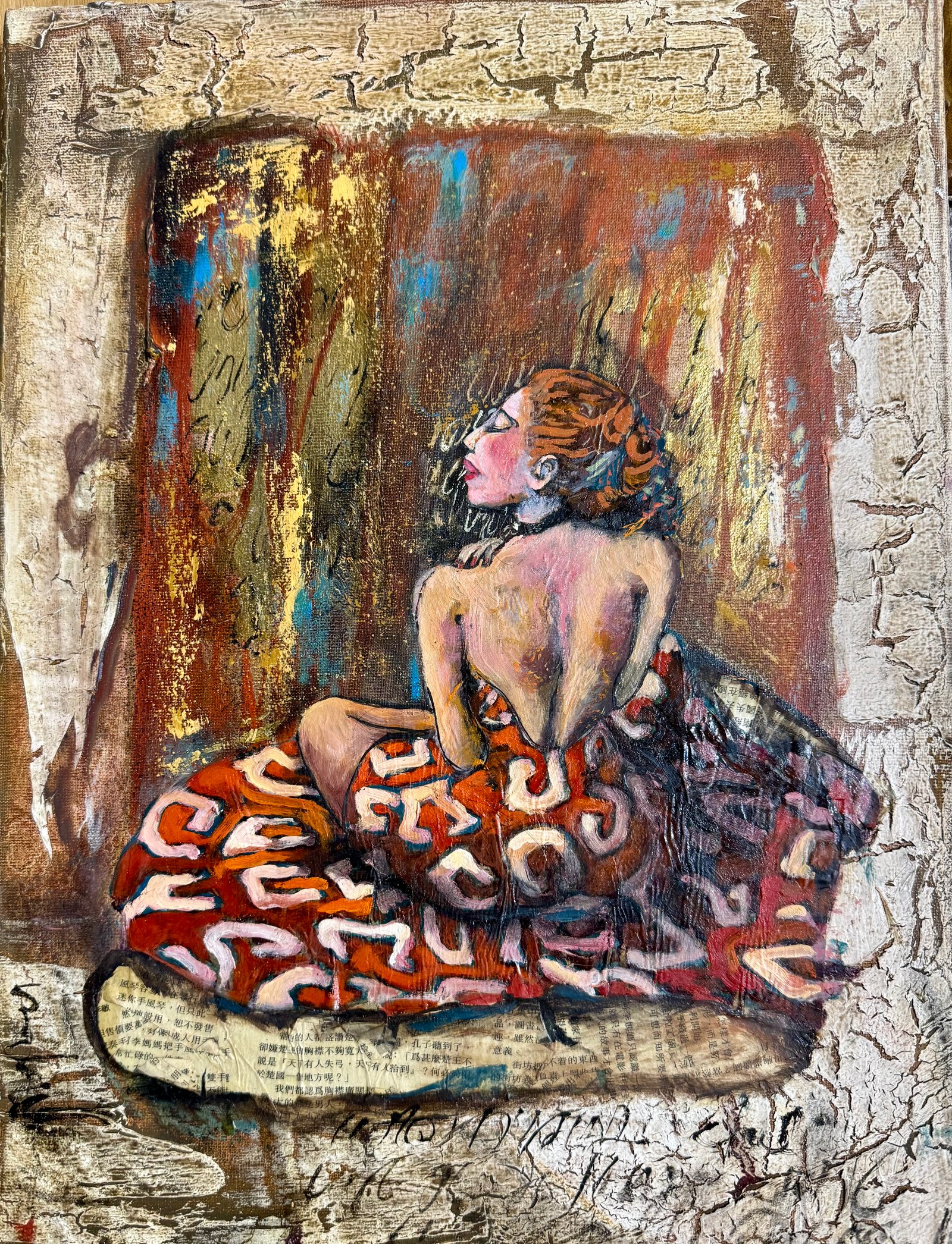 MATHILDE, gesso, oil & mixte